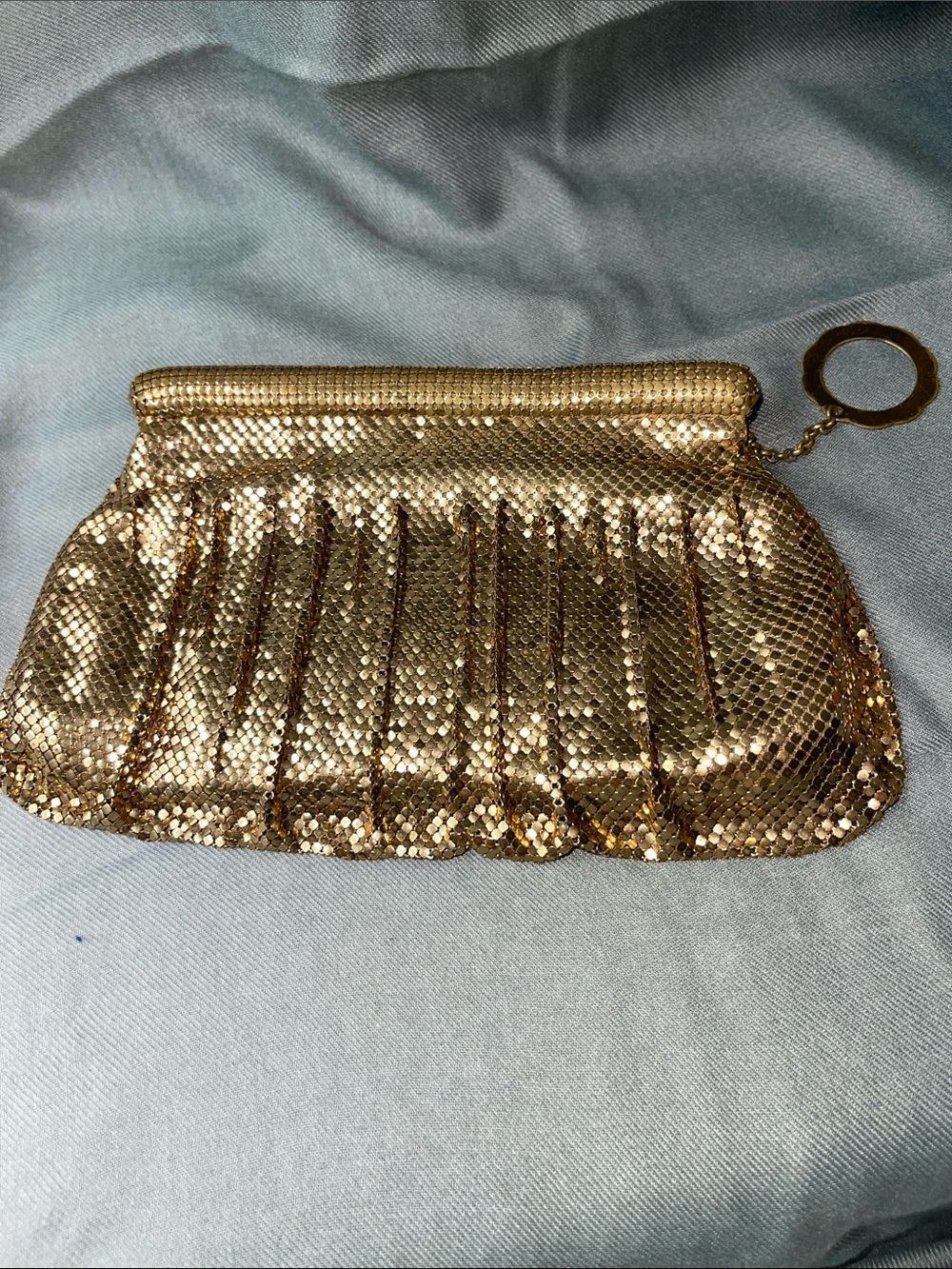 Whiting Davis Gold Sequin Evening Clutch Handbag